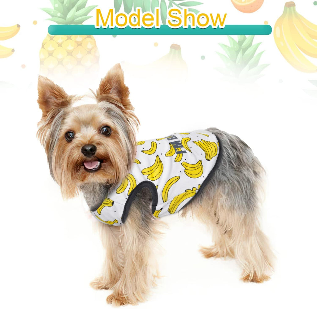 Set of 2 Dog Clothes for Small Dog Boy Girl Summer Pet Puppy Hawaiian Shirt for Chihuahua Yorkie Cute Fruit Banana Pineapple Patterns Tshirts Outfits (Medium, Banana + Pineapple)