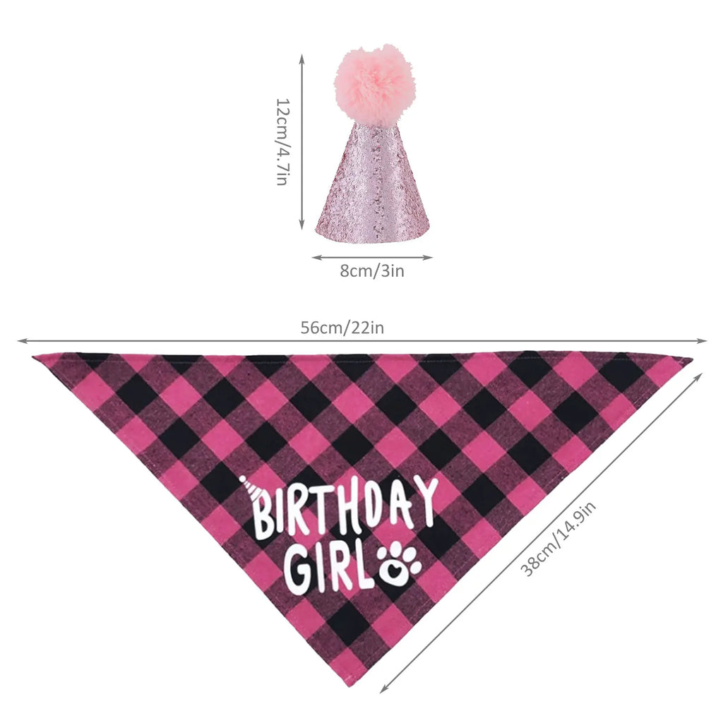 4Pcs Dog Birthday Party Supplies, Birthday Boy Dog Bandana, Dog Birthday Hat with Numbers for Medium Large Dogs Pets