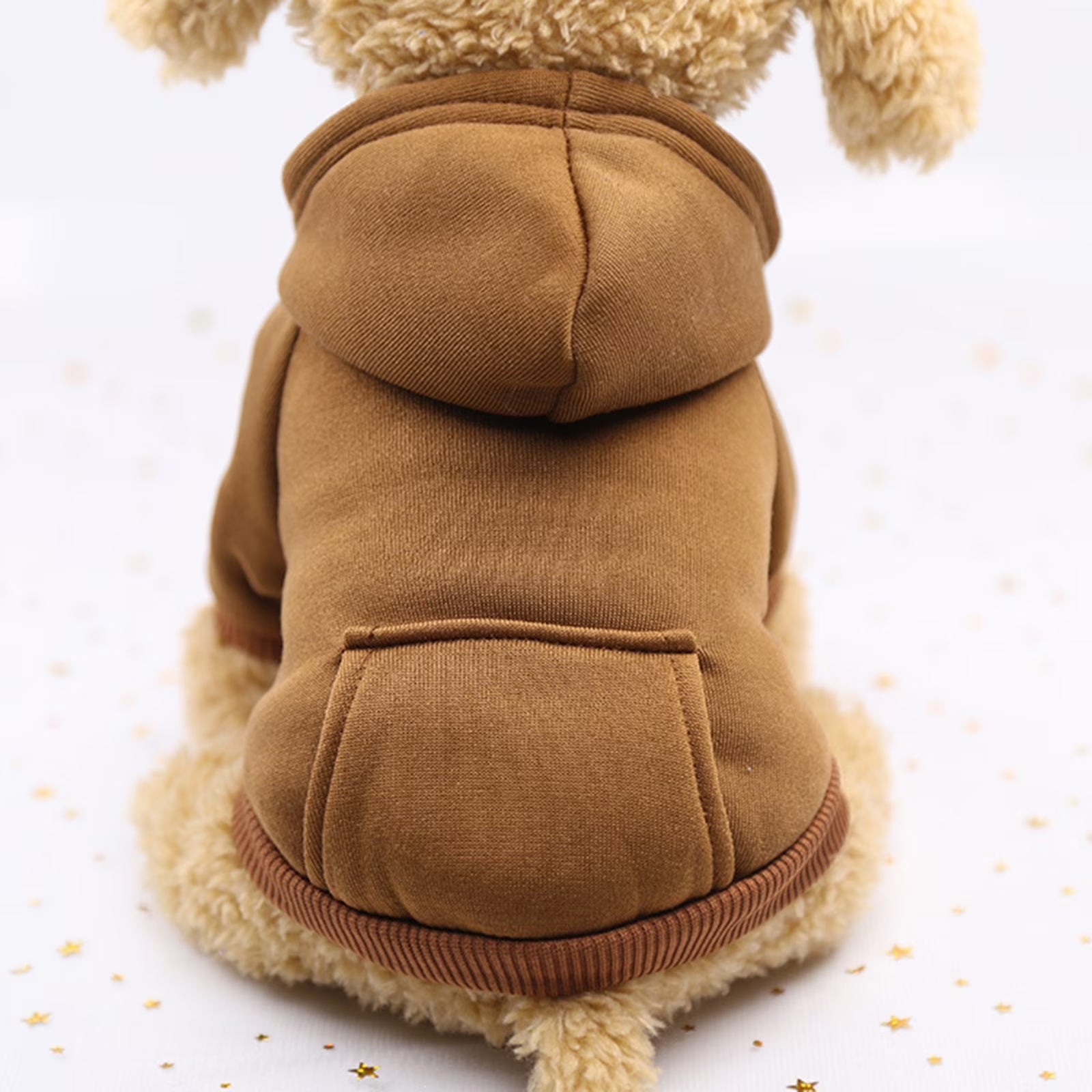 Dog Sweaters, Pet Supplies, Dog Hoodie with Pocket, Fall Winter Warm Fleece Sweater Puppy Clothes for Small Dogs, Brown M