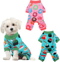 2 Pack Adorable Dog Pajamas Breathable Puppy Jumpsuit Soft Dog Clothes Fashionable Donut Sushi Pattern Dog Apparel Dog Pjs, Medium