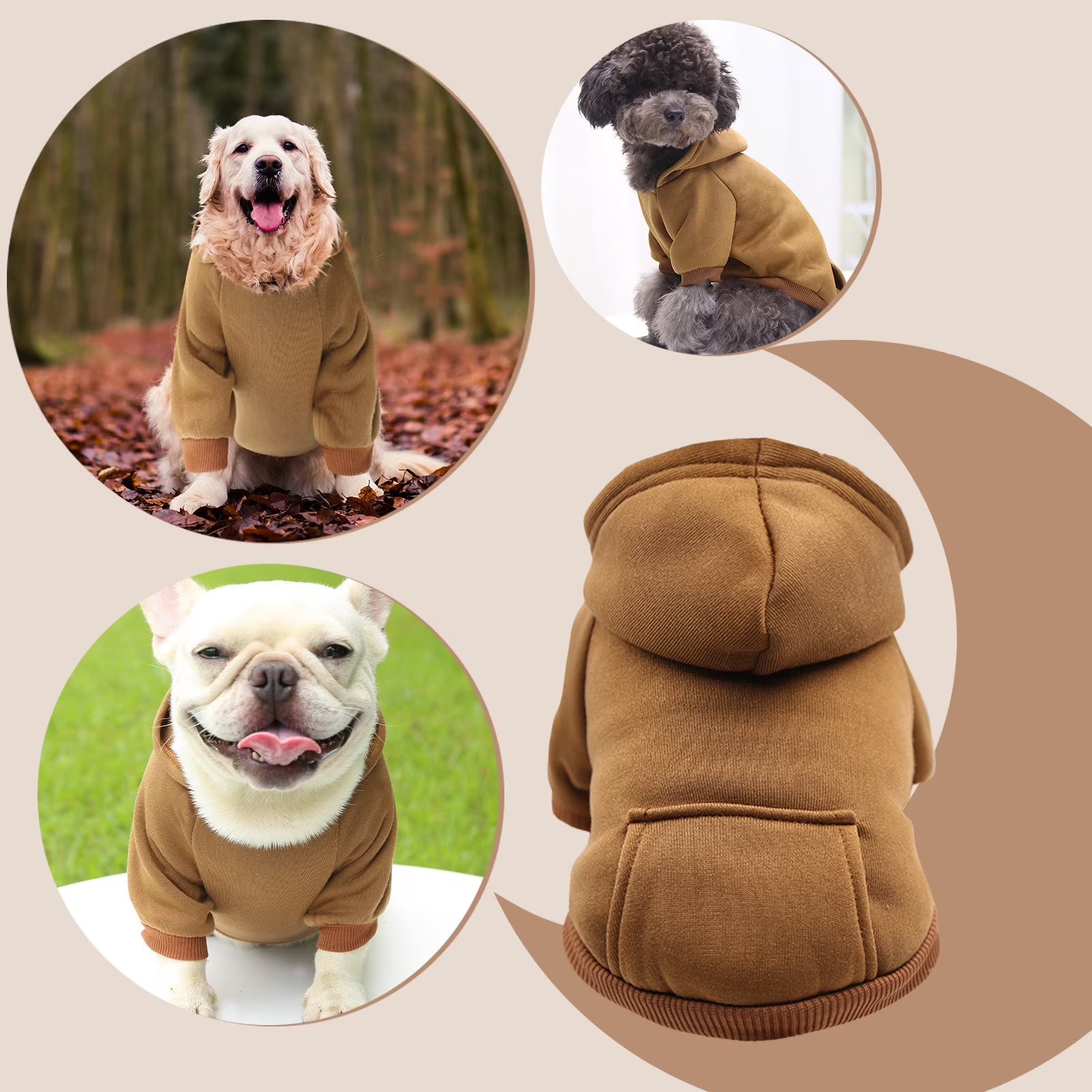 Dog Sweaters for Small Dogs, Dog Hoodie with Pocket - Fall Winter Warm Sweater Puppy Clothes for Small Medium Dogs Boy Girl Dog Clothes Brown