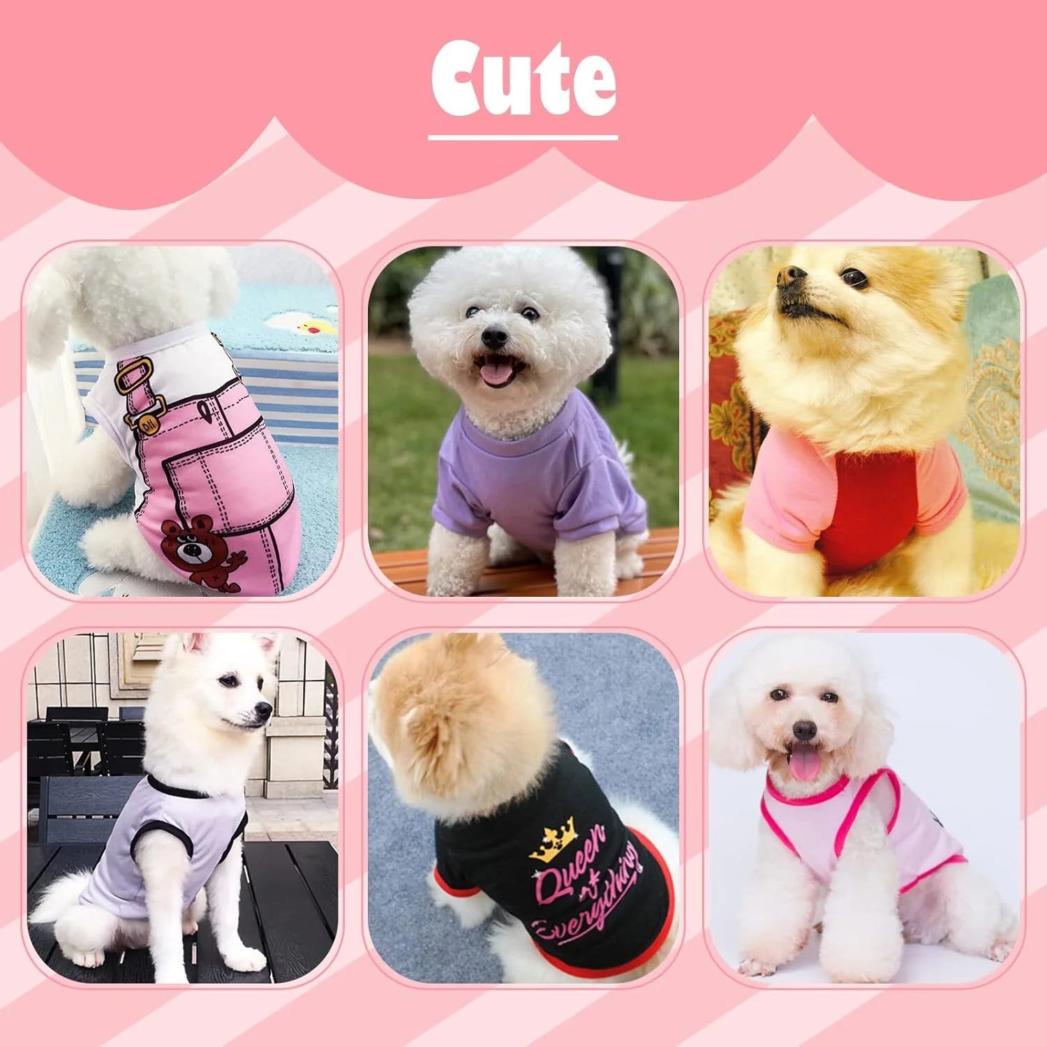 6 Pack Dog Clothes for Small Dogs Boy and Girl, Soft and Breathable Puppy Kitten Dog Shirts with Letters for Pet Dogs Cats,Dog T-Shirts Apparel Sleeveless Vests for Chihuahua Yorkies