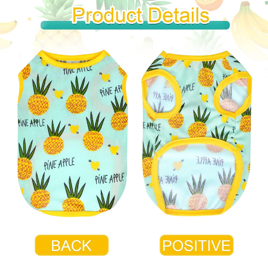 Set of 2 Dog Clothes for Small Dog Boy Girl Summer Pet Puppy Hawaiian Shirt for Chihuahua Yorkie Cute Fruit Banana Pineapple Patterns Tshirts Outfits (Medium, Banana + Pineapple)