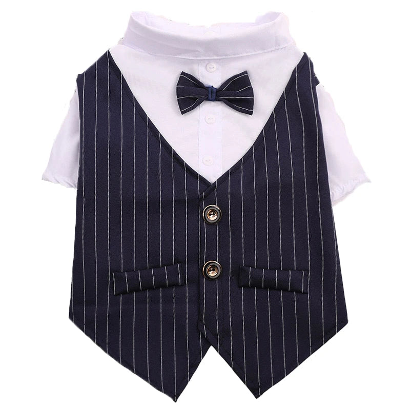 Pet Clothes Dog Shirt Dog Tuxedo Bow Tie Shirt for Boy Dog Wedding Party Bulldog Pug Puppy Costume Pet Teddy Summer Thin Outfits