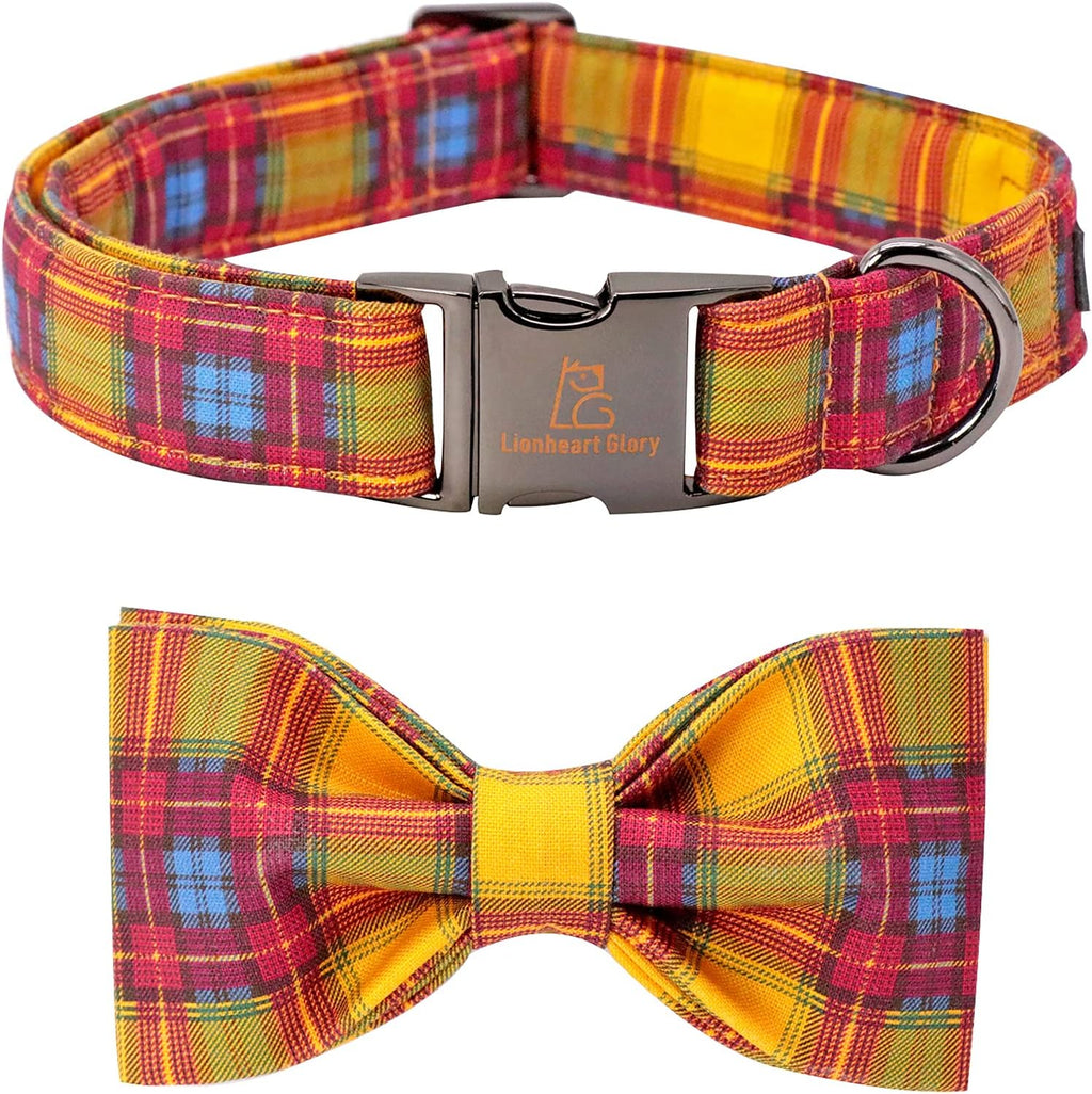 Fall Dog Collars, Soft Bowtie Dog Collar, Puppy Collar Adjustable Heavy Duty Dog Collar with Bow for Medium Dogs