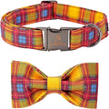 Fall Dog Collars, Soft Bowtie Dog Collar, Puppy Collar Adjustable Heavy Duty Dog Collar with Bow for Medium Dogs