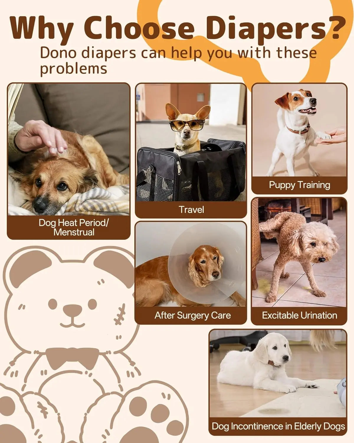 Dono Disposable Dog Diapers Female-60Pcs/20Pcs, Pull It up Doggie Diapers for Female Dogs with 360° Stretchy Waist, Doggy Diapers for Dog in Heat Period, Super Absorbent Leak-Proof Puppy Diapers,Perfect for Summervibes and Petlovers