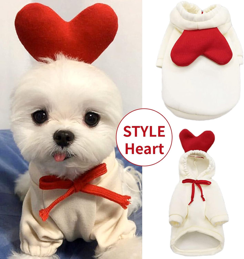Dog Frog Hoodie Sweatshirts Puppy Sweaters for Small Dogs Boy Girl for 1Lb To17.6Lb Dogs - Winter Fall Dog Clothes for Chihuahua Doggie Pet Cat Warm Fleece Coat Outfit (Frog + Elk + Heart, X-Small)