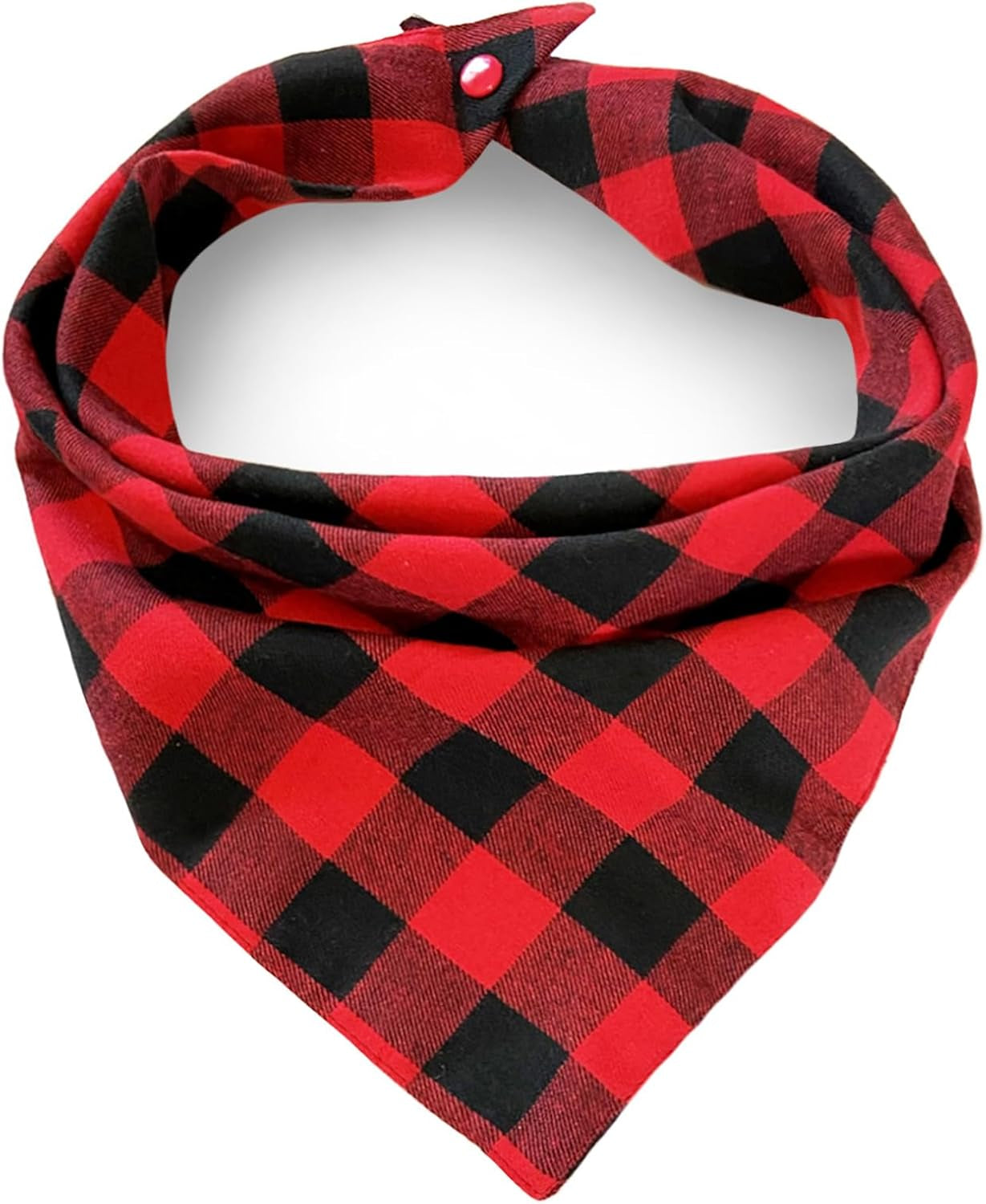 Christmas Plaid Dog Bandana with Button, Fall Dual Layer Soft Cotton Triangle Dog Scarf Kerchief Washable Girl Boy Dog Bandanas Adjustable Accessories for Small Medium Large Extra Large Dog Puppy Pet