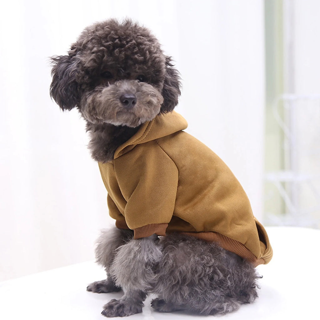 Dog Sweaters for Small Dogs, Dog Hoodie with Pocket - Fall Winter Warm Sweater Puppy Clothes for Small Medium Dogs Boy Girl Dog Clothes Brown