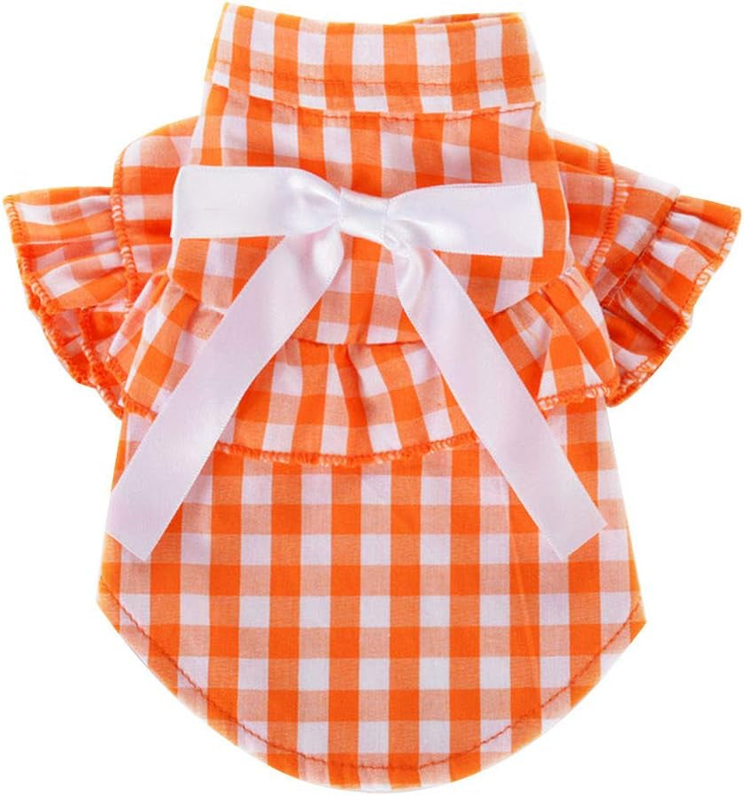 Wakeu Dog Clothes for Small Dogs Girl Chihuahua Yorkies Summer Fall Winter - Puppy Cat Plaid Shirt Vest Apparel Costume - Pet Clothing for Schnauzer Female