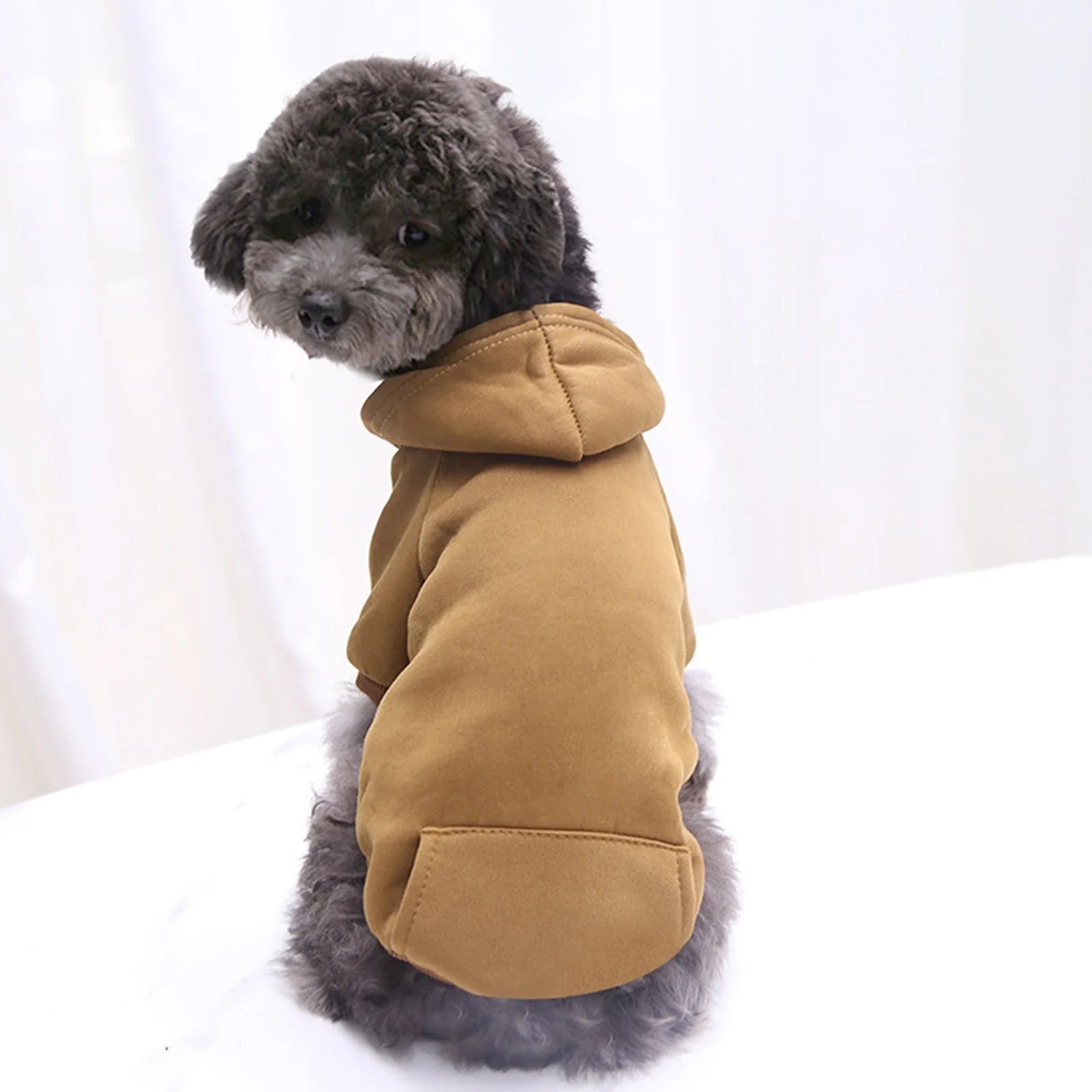 Dog Sweaters, Pet Supplies, Dog Hoodie with Pocket, Fall Winter Warm Fleece Sweater Puppy Clothes for Small Dogs, Brown M