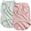 Dog Shirt Vest Lightweight Stretchy Dog T-Shirts Soft Cool Shirts Sleeveless Stripe Vests Breathable Clothes for Puppy Kitty Cats Small Medium Large Dogs 2 Pack Pink + Green [ 5XL ]