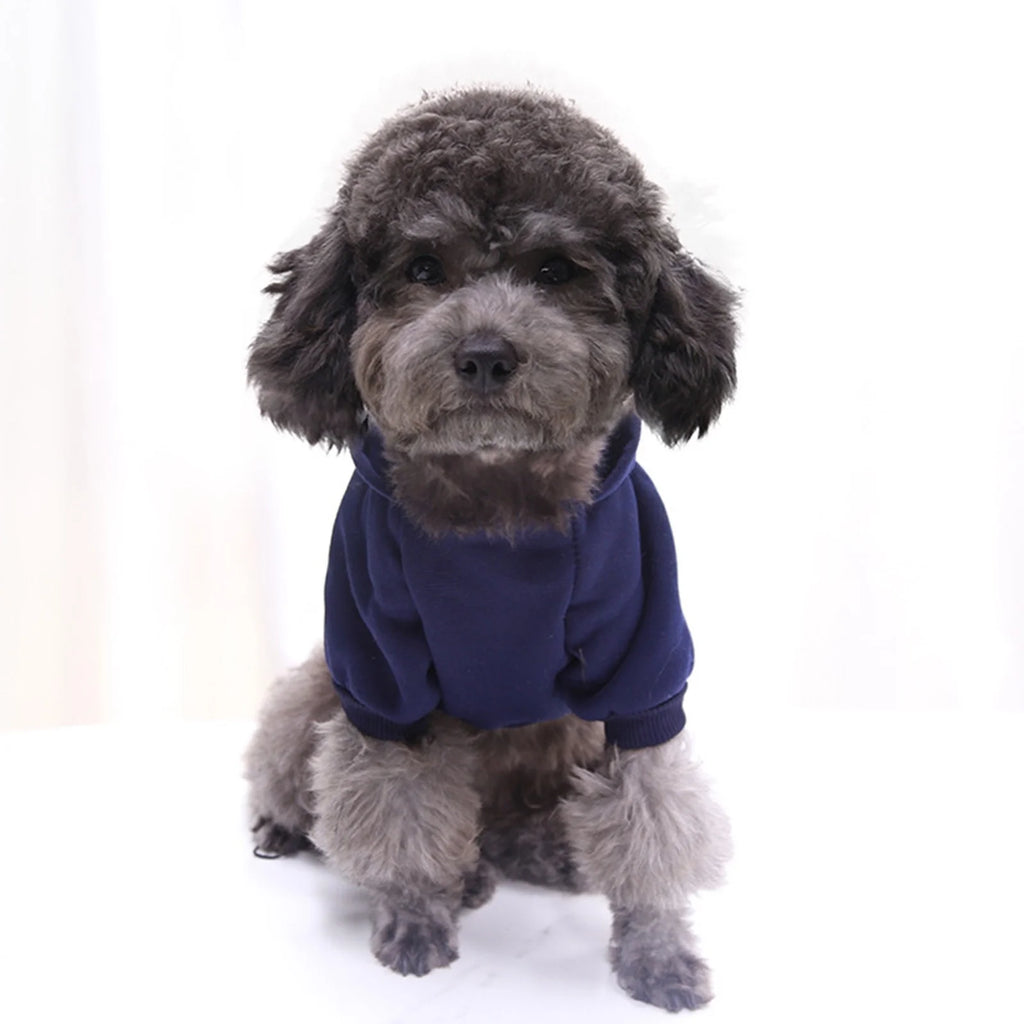 Dog Sweater Dog Hoodie with Pocket - Fall Winter Warm Sweater Puppy Clothes for Small Medium Dogs Boy Girl Dog Clothes Navy