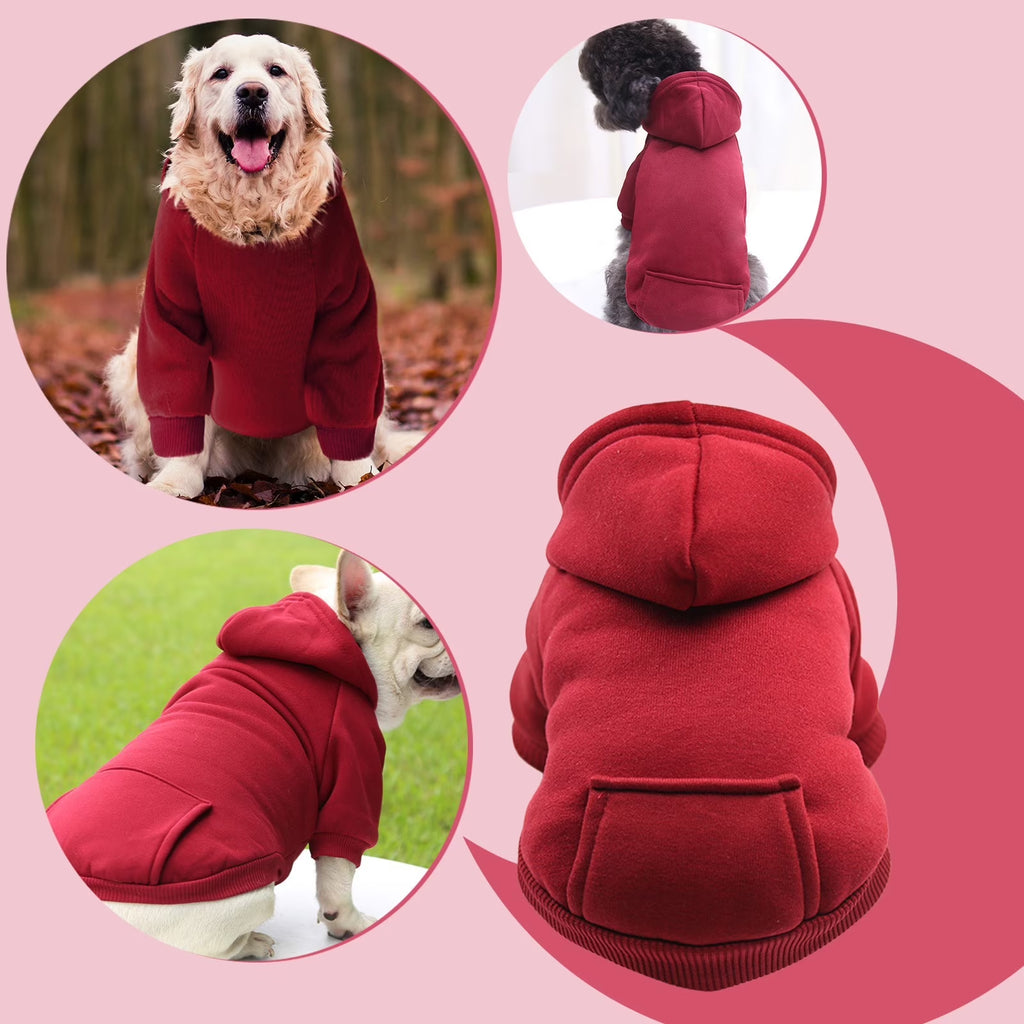 Dog Sweaters for Small Dogs, Dog Hoodie with Pocket - Fall Winter Warm Sweater Puppy Clothes for Small Medium Dogs Boy Girl Dog Clothes Red