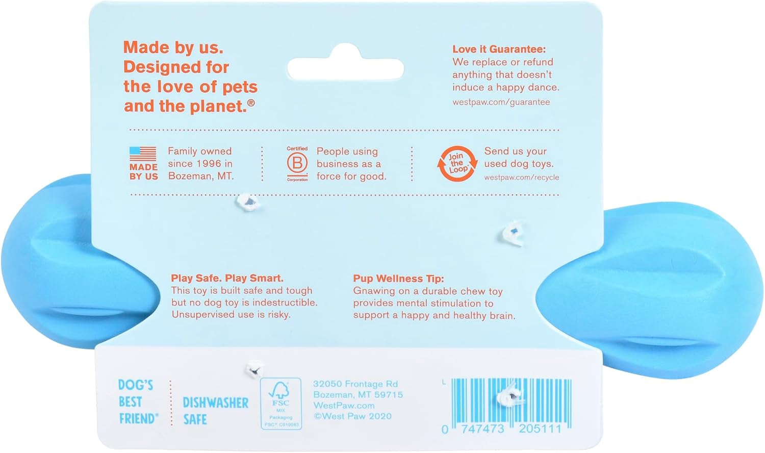 Zogoflex Hurley Dog Bone Chew Toy – Floatable Pet Toys for Aggressive Chewers, Catch, Fetch – Bright-Colored Bones for Dogs – Recyclable, Dishwasher-Safe, Non-Toxic, Large, Aqua