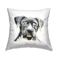 Good Boy Dog in Glasses Grey Square Outdoor Throw Pillow