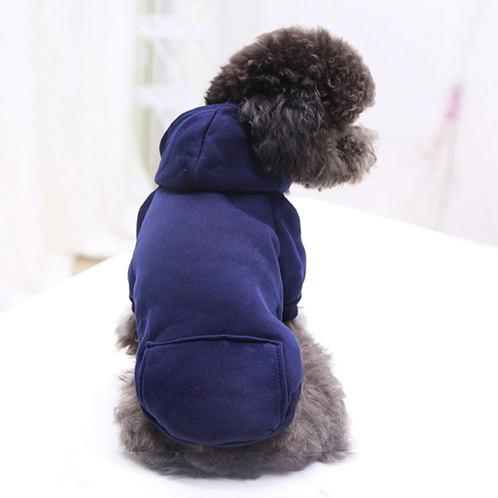 Dog Sweater Dog Hoodie with Pocket - Fall Winter Warm Sweater Puppy Clothes for Small Medium Dogs Boy Girl Dog Clothes Navy