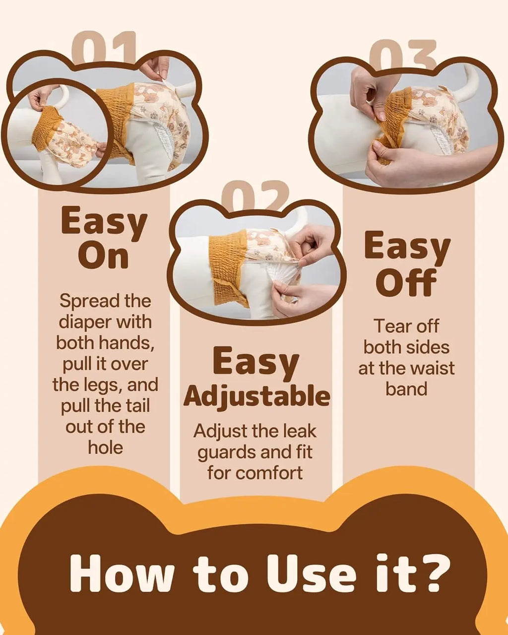 Dono Disposable Dog Diapers Female-60Pcs/20Pcs, Pull It up Doggie Diapers for Female Dogs with 360° Stretchy Waist, Doggy Diapers for Dog in Heat Period, Super Absorbent Leak-Proof Puppy Diapers,Perfect for Summervibes and Petlovers