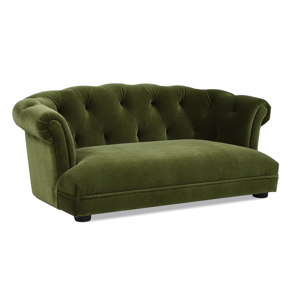 Dog Bed Kiki 36.5" Chesterfield Dog Sofa Bed, Medium, Olive Green Performance Velvet,Orthopedic Dog Bed