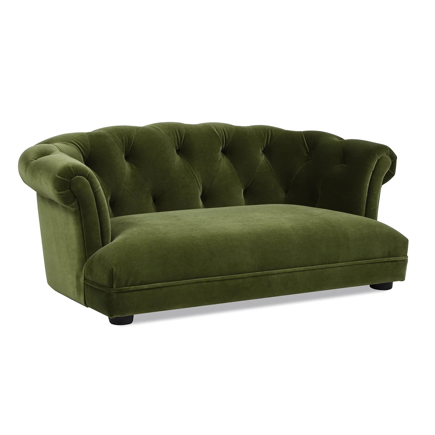 Dog Bed Kiki 36.5" Chesterfield Dog Sofa Bed, Medium, Olive Green Performance Velvet,Orthopedic Dog Bed