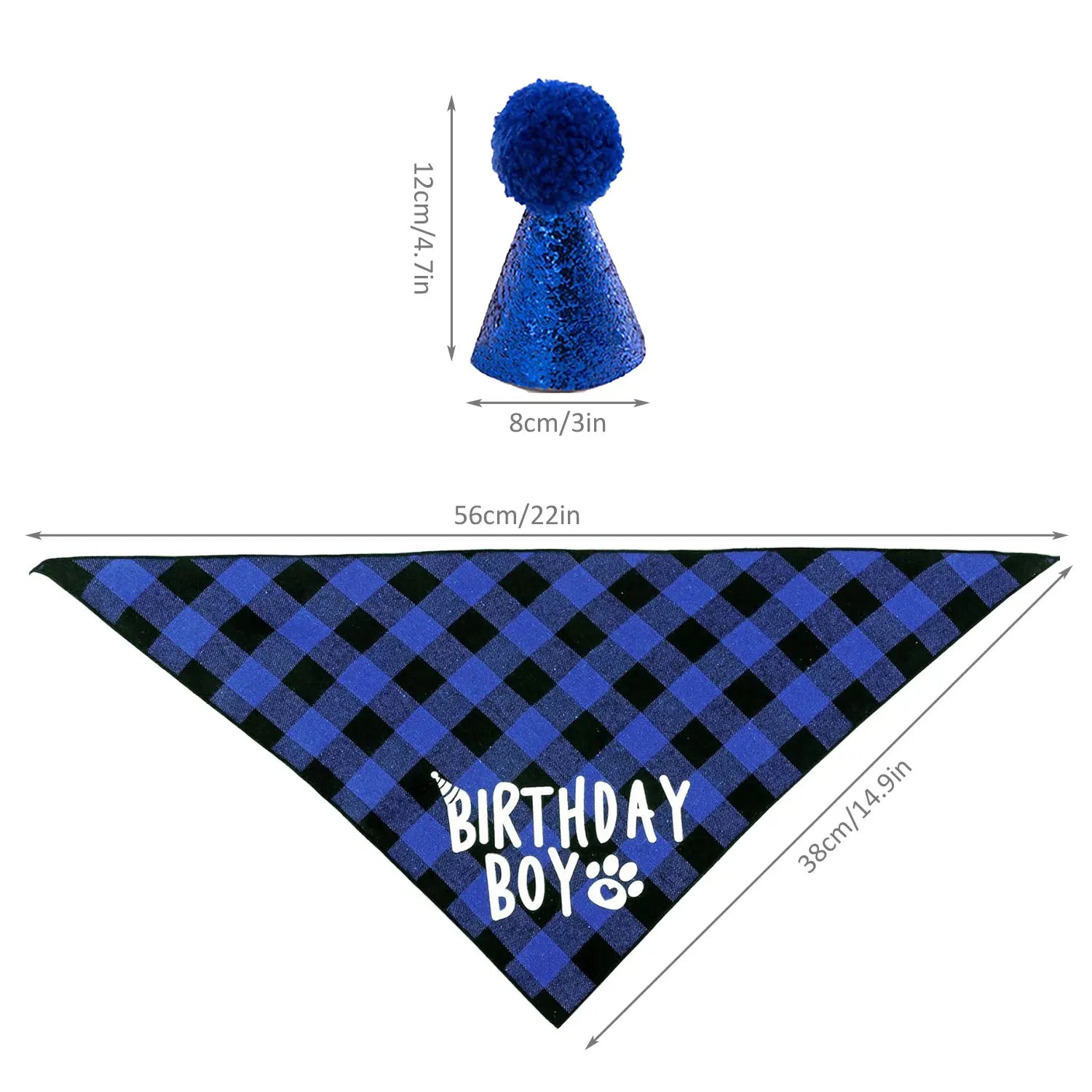 4Pcs Dog Birthday Party Supplies, Birthday Boy Dog Bandana, Dog Birthday Hat with Numbers for Medium Large Dogs Pets