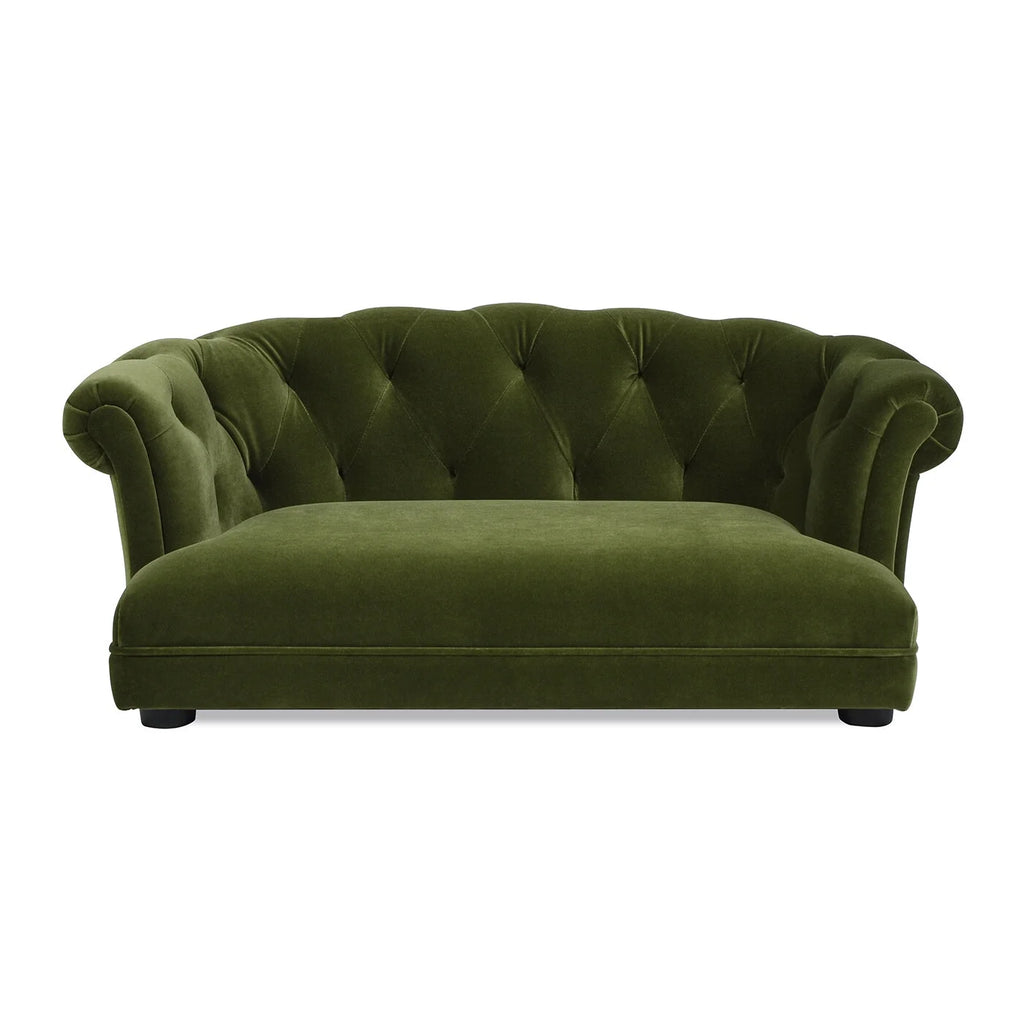 Dog Bed Kiki 36.5" Chesterfield Dog Sofa Bed, Medium, Olive Green Performance Velvet,Orthopedic Dog Bed