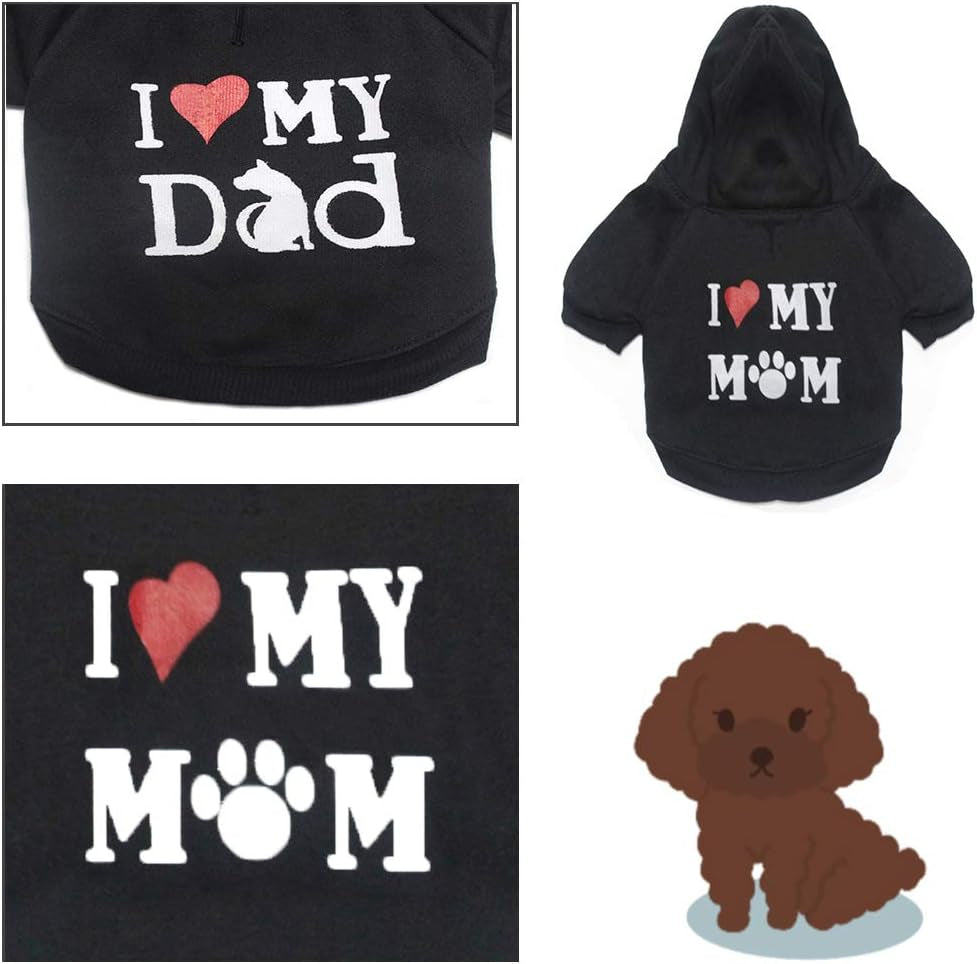 Small Medium Dog Puppy Sweater 2Pack - Soft Thick Black Winter Dog Hoodies for Boys
