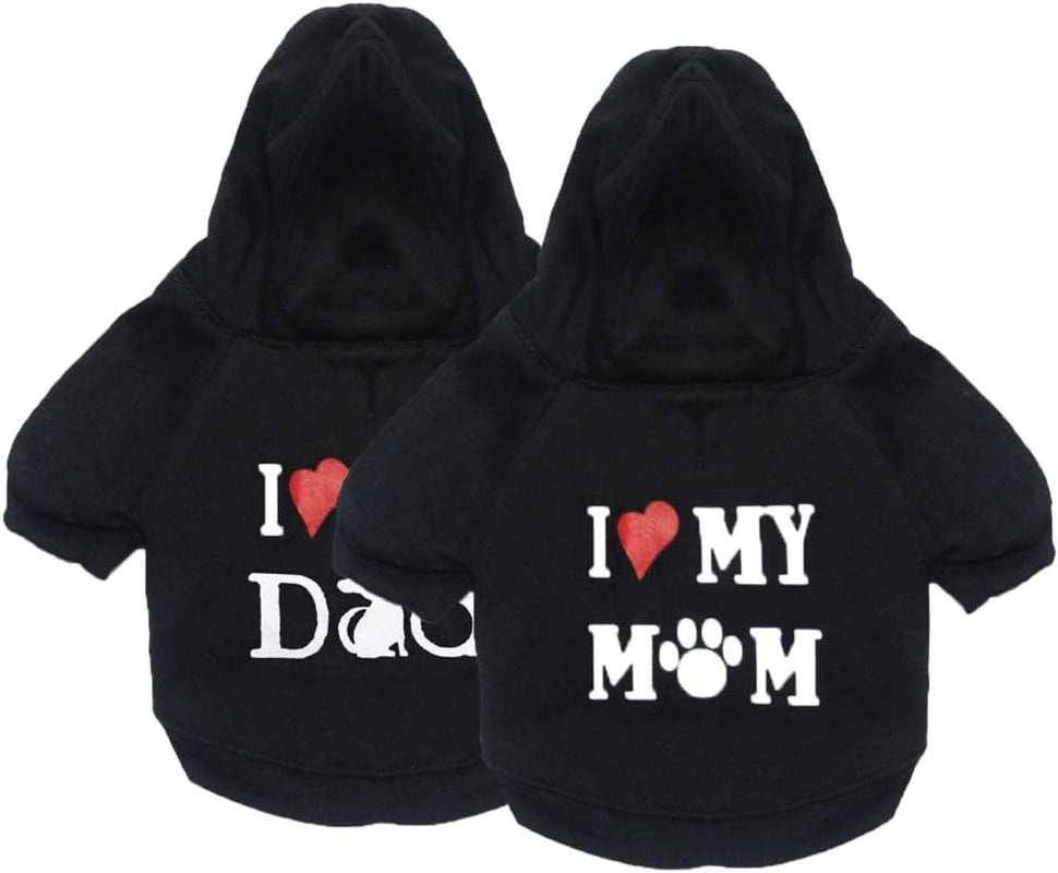 Small Medium Dog Puppy Sweater 2Pack - Soft Thick Black Winter Dog Hoodies for Boys
