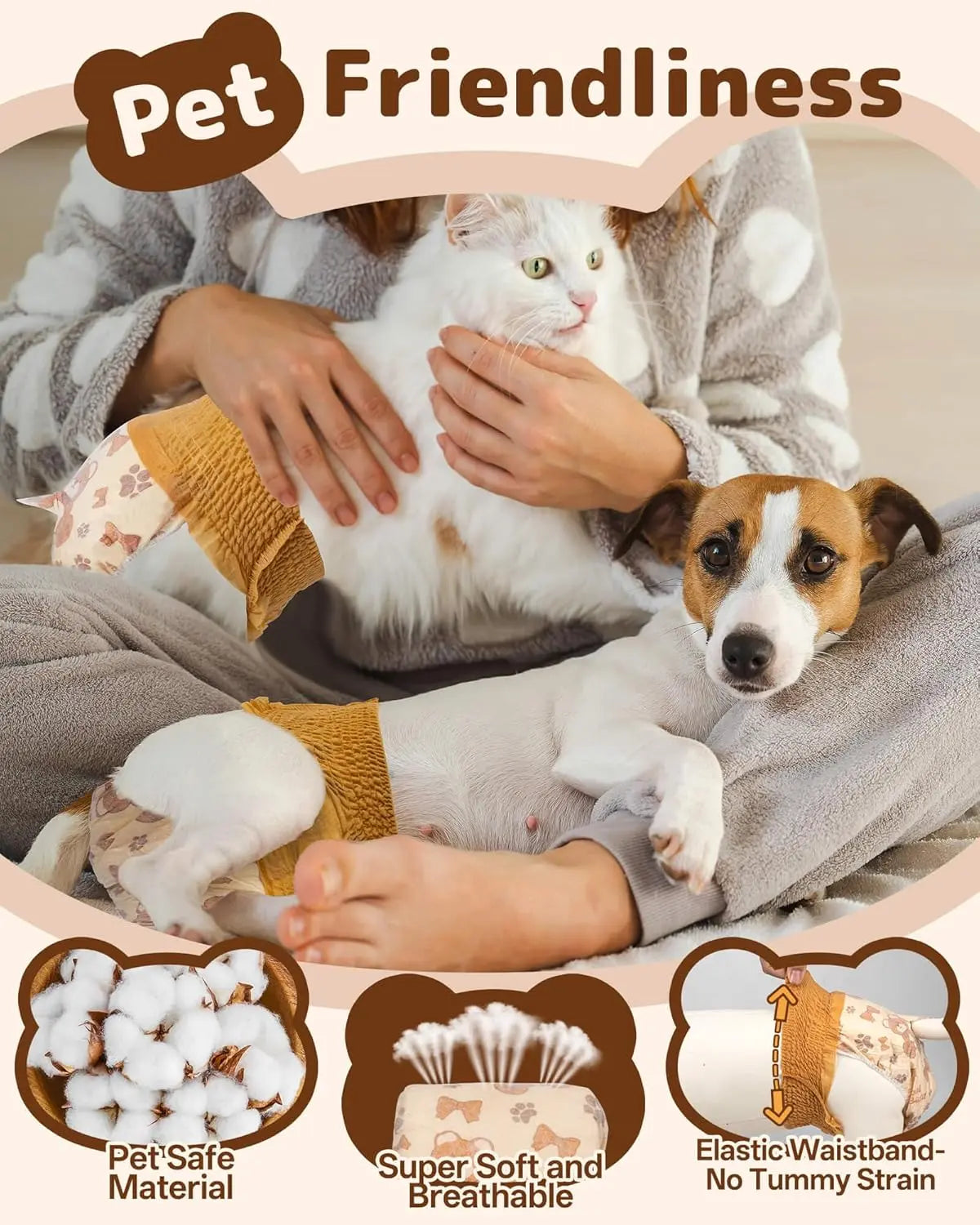 Dono Disposable Dog Diapers Female-60Pcs/20Pcs, Pull It up Doggie Diapers for Female Dogs with 360° Stretchy Waist, Doggy Diapers for Dog in Heat Period, Super Absorbent Leak-Proof Puppy Diapers,Perfect for Summervibes and Petlovers