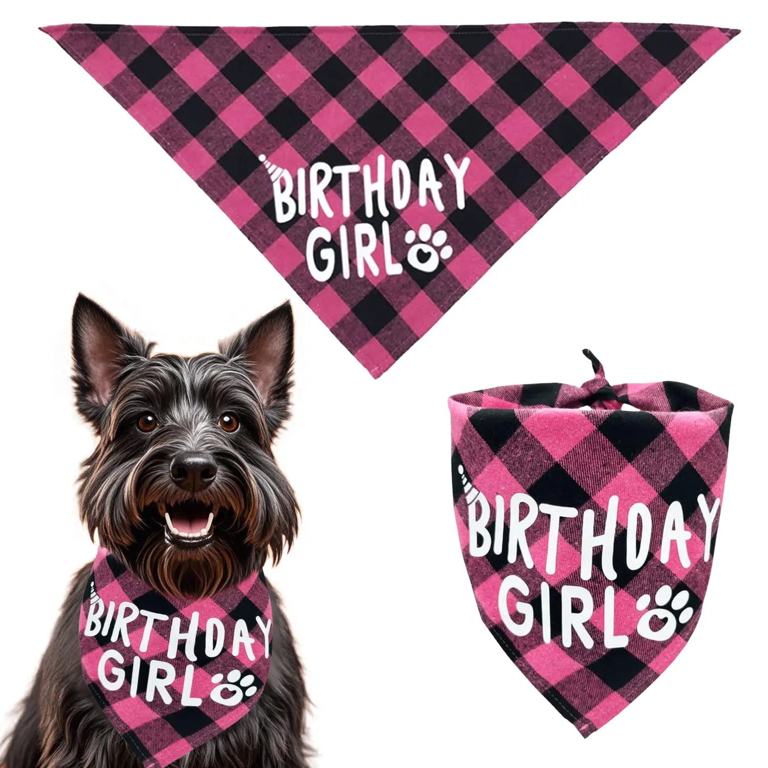 4Pcs Dog Birthday Party Supplies, Birthday Boy Dog Bandana, Dog Birthday Hat with Numbers for Medium Large Dogs Pets