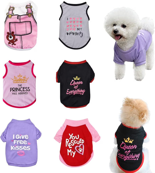 6 Pack Dog Clothes for Small Dogs Boy and Girl, Soft and Breathable Puppy Kitten Dog Shirts with Letters for Pet Dogs Cats,Dog T-Shirts Apparel Sleeveless Vests for Chihuahua Yorkies