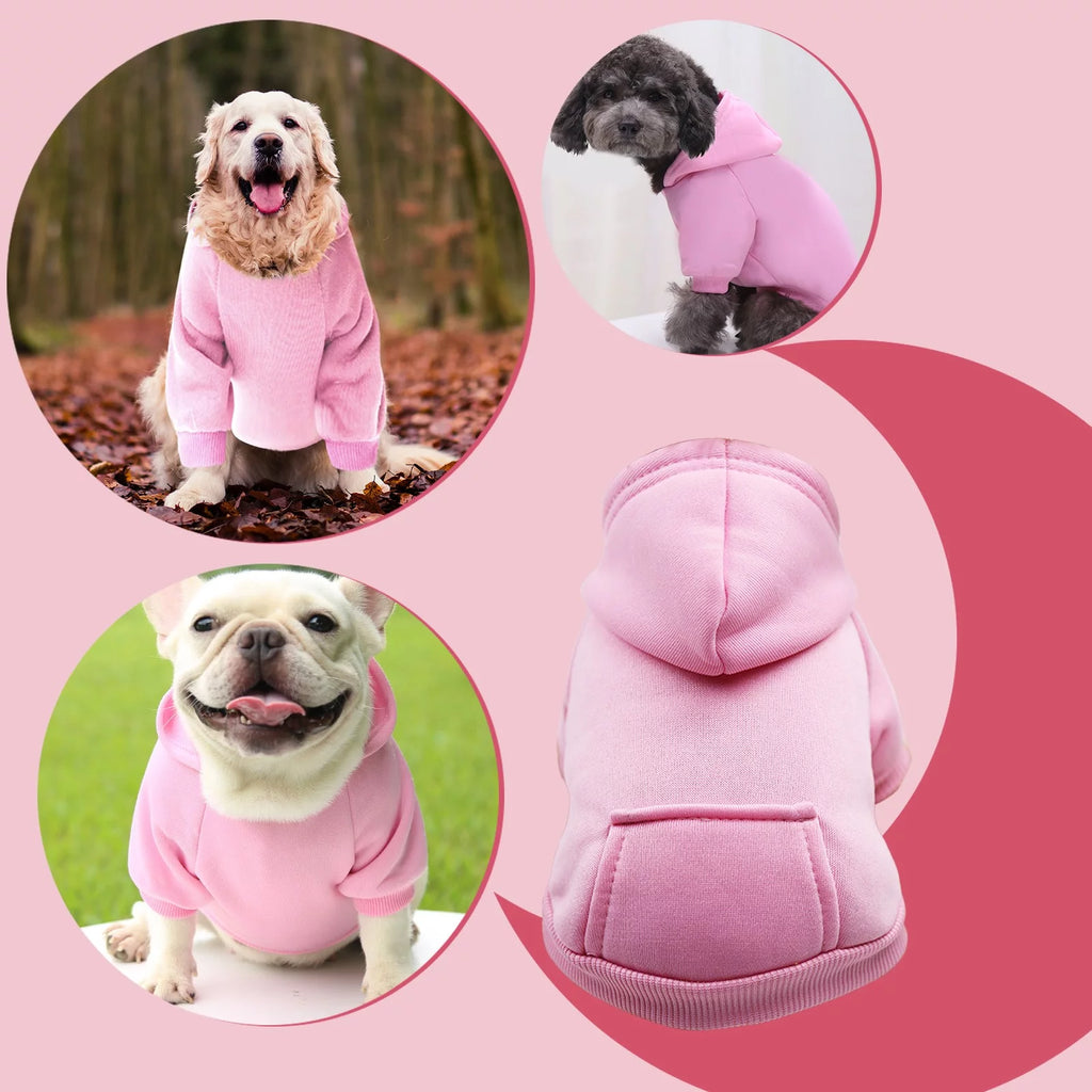 Pet Supplies Dog Hoodie with Pocket - Fall Winter Warm Sweater Puppy Clothes for Small Medium Dogs Boy Girl Pink