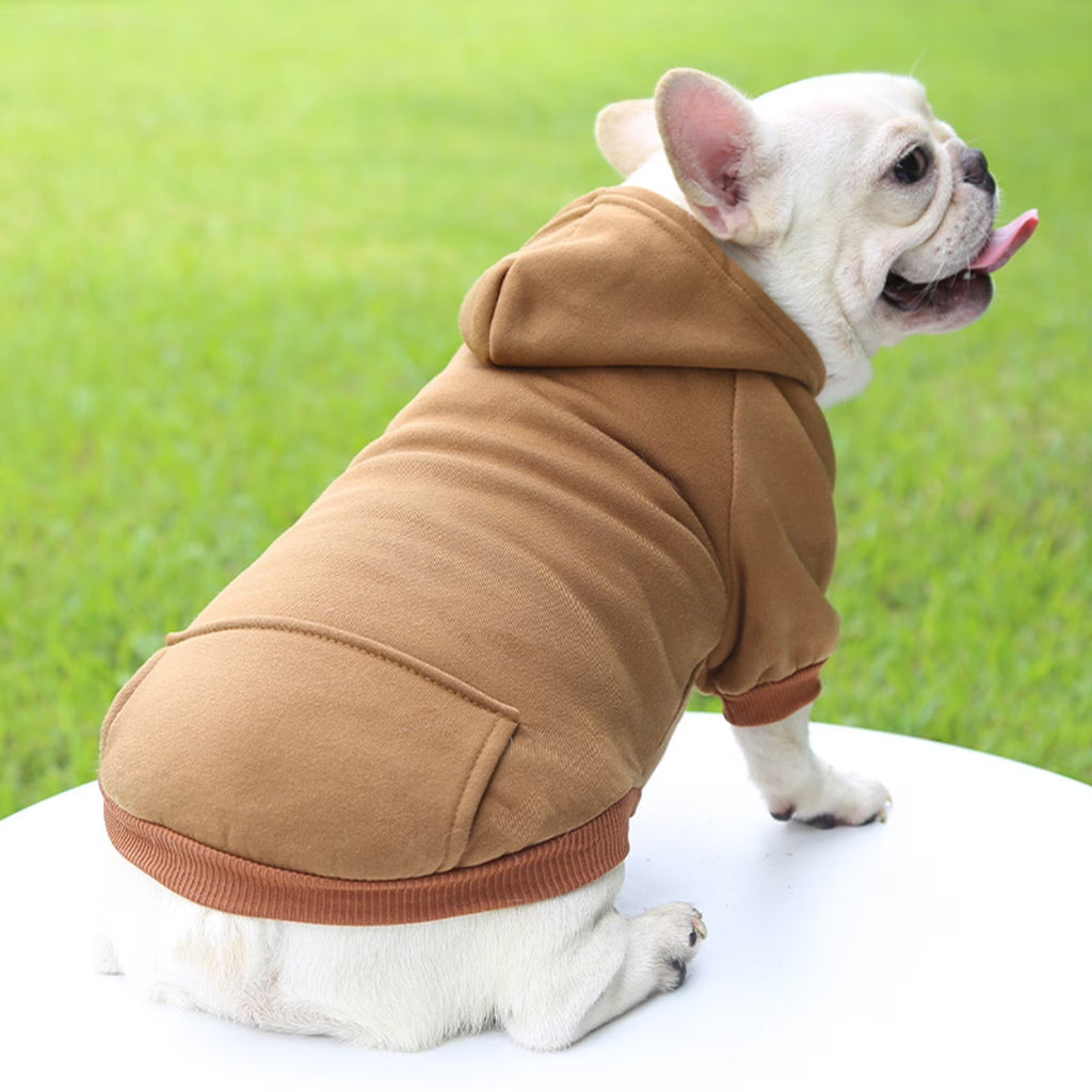 Dog Sweaters, Pet Supplies, Dog Hoodie with Pocket, Fall Winter Warm Fleece Sweater Puppy Clothes for Small Dogs, Brown M
