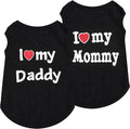 2 Pack Dog T-Shirt Sleeveless Vest for Small Dog, Love Mommy Daddy Chihuahua Yorkie Tank Top Tee Shirt Boy Girl Breathable, Summer Cute Female Male Stretchy Cotton Puppy Pet Cat Clothing, XS, Black